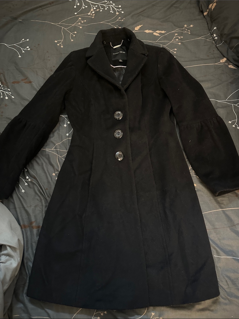 Ivanka Trump Black Tailored Long Trench Coat
